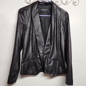 Baccini size L tonal black textured snakeskin print womens blazer. Gothic Classy